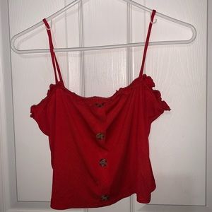 Red Ruffle Crop Shirt